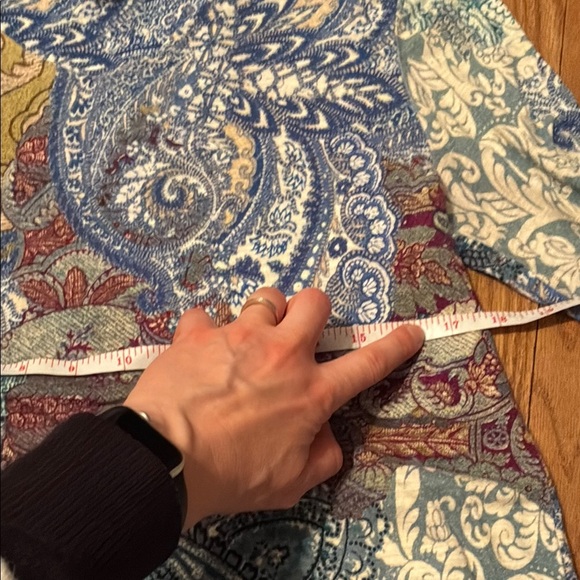 Chico's Blue Gold Graphic 3/4 Sleeve Tunic - Picture 11 of 14